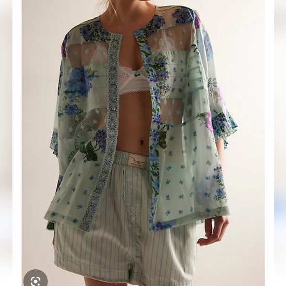 Free People Tops - NWT Free People Intimately FP Hey Lover Printed Sleep Shirt Cardigan